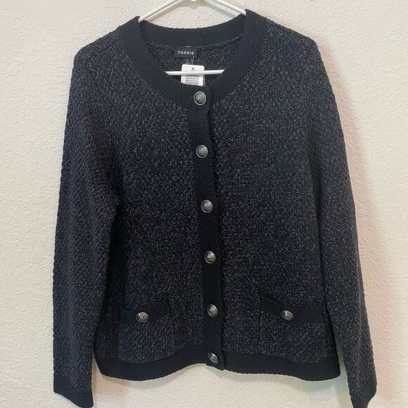 Torrid Button Up Long Sleeve Round Neck Cotton Blend Sweater size 2 size 18 - Picture 4 of 14